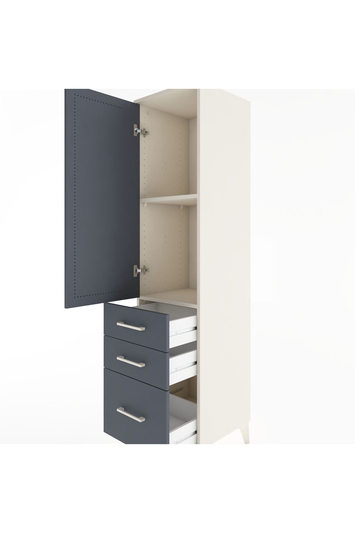 Hyperion Dolap 2 Raflı 3 Çekmeceli Tek Kapaklı 44x44x182 Aytaşı-Antrasit