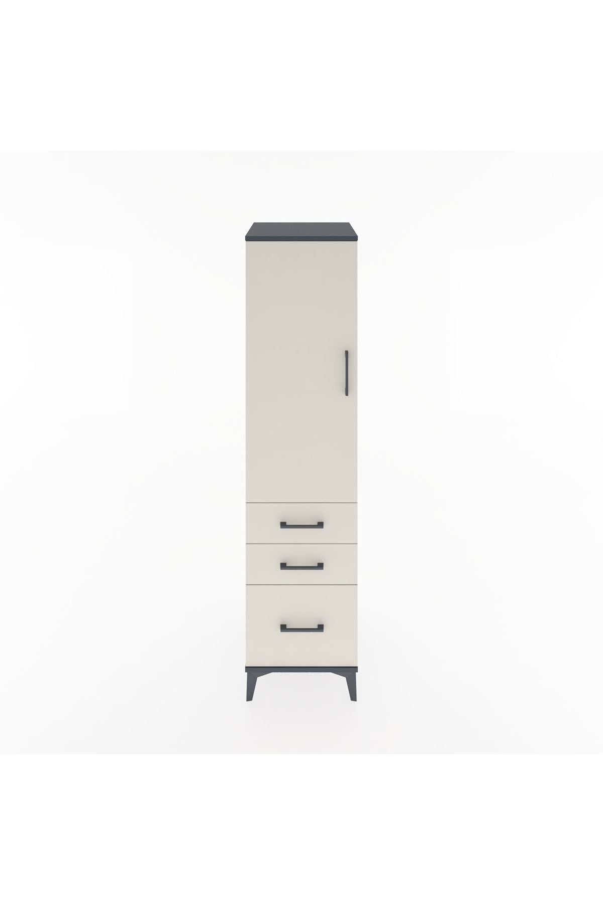 Hyperion Dolap 2 Raflı 3 Çekmeceli Tek Kapaklı 44x44x182 Antrasit-Aytaşı