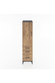 Hyperion Dolap 2 Raflı 3 Çekmeceli Tek Kapaklı 44x44x182 Antrasit-Çam