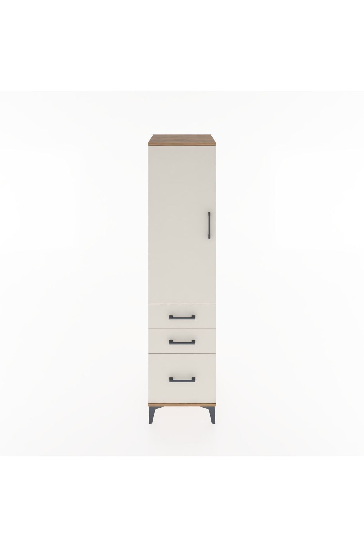 Hyperion Dolap 2 Raflı 3 Çekmeceli Tek Kapaklı 44x44x182 Çam-Aytaşı