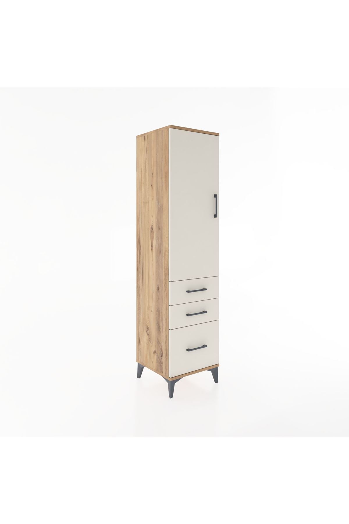 Hyperion Dolap 2 Raflı 3 Çekmeceli Tek Kapaklı 44x44x182 Çam-Aytaşı