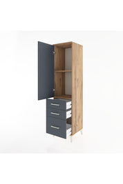 Hyperion Dolap 2 Raflı 3 Çekmeceli Tek Kapaklı 44x44x182 Çam-Antrasit