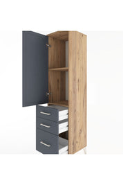 Hyperion Dolap 2 Raflı 3 Çekmeceli Tek Kapaklı 44x44x182 Çam-Antrasit