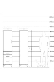 Hyperion Dolap 2 Raflı 3 Çekmeceli Tek Kapaklı 44x44x182 Çam-Antrasit