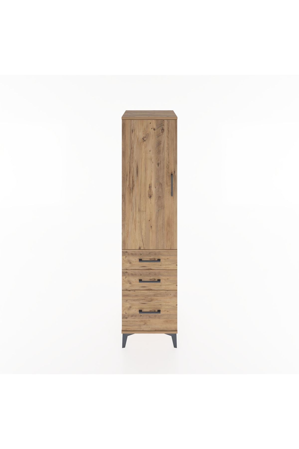 Hyperion Dolap 2 Raflı 3 Çekmeceli Tek Kapaklı 44x44x182 Çam-Çam