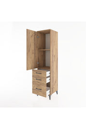 Hyperion Dolap 2 Raflı 3 Çekmeceli Tek Kapaklı 44x44x182 Çam-Çam