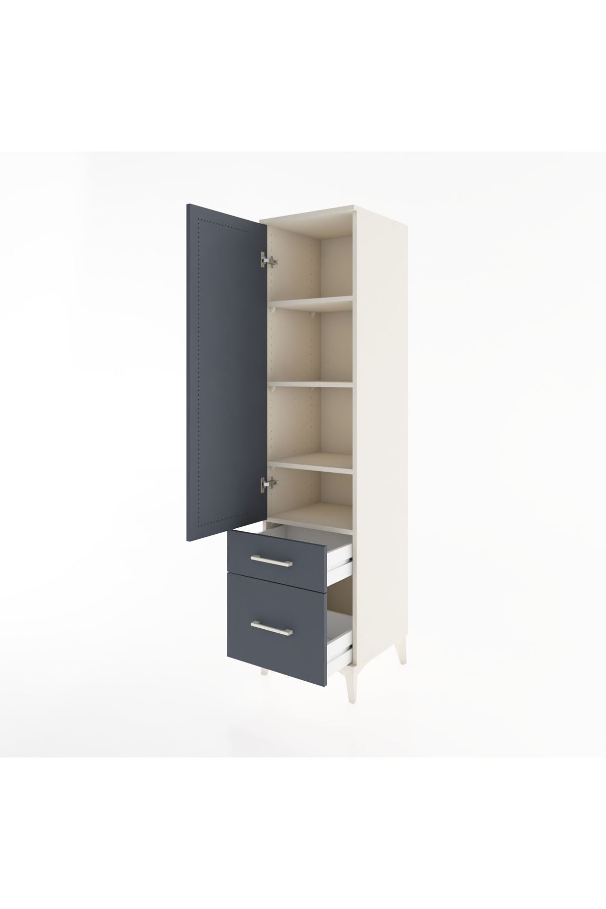 Hyperion Dolap 4 Raflı 2 Çekmeceli Tek Kapaklı 44x44x182 - S55M015V2B