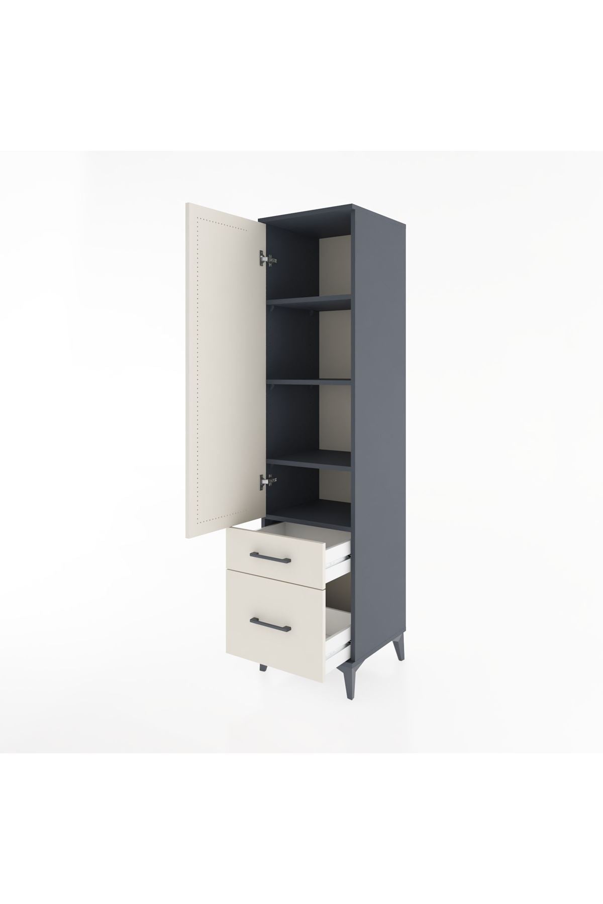 Hyperion Dolap 4 Raflı 2 Çekmeceli Tek Kapaklı 44x44x182 - S55M015V4B