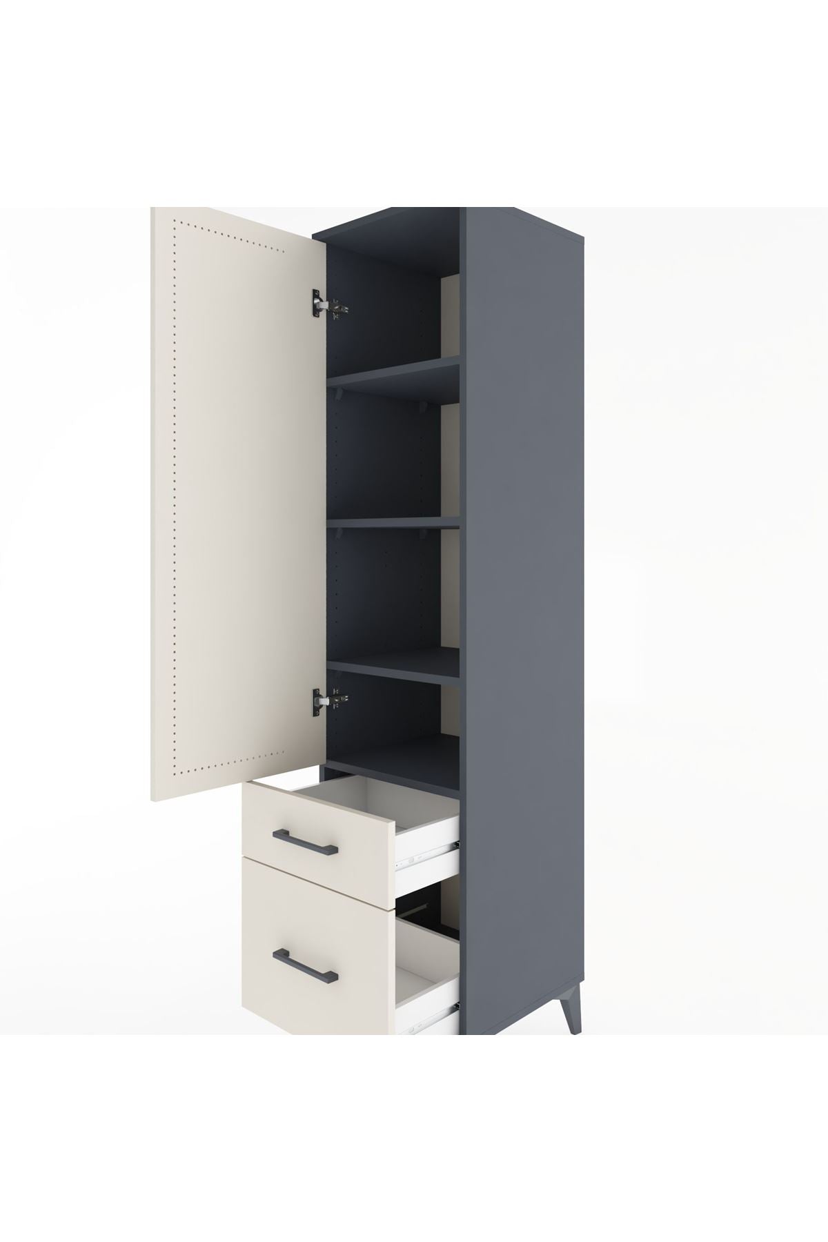 Hyperion Dolap 4 Raflı 2 Çekmeceli Tek Kapaklı 44x44x182 - S55M015V4B