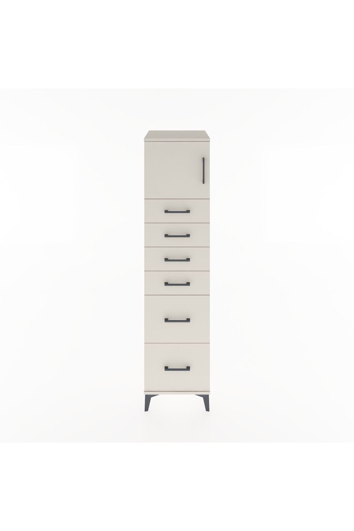 Hyperion Dolap Tek Raflı 6 Çekmeceli Tek Kapaklı 44x44x182 Aytaşı-Aytaşı