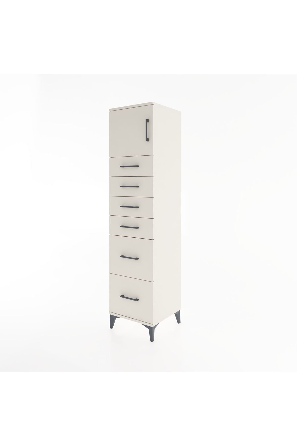 Hyperion Dolap Tek Raflı 6 Çekmeceli Tek Kapaklı 44x44x182 Aytaşı-Aytaşı