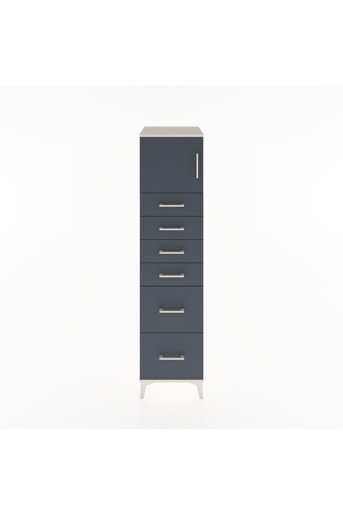 Hyperion Dolap Tek Raflı 6 Çekmeceli Tek Kapaklı 44x44x182 Aytaşı-Antrasit