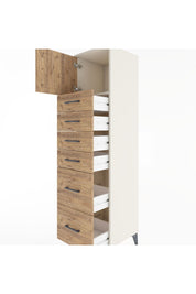Hyperion Dolap Tek Raflı 6 Çekmeceli Tek Kapaklı 44x44x182 Aytaşı-Çam