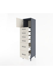 Hyperion Dolap Tek Raflı 6 Çekmeceli Tek Kapaklı 44x44x182 Antrasit-Aytaşı