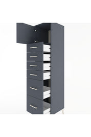 Hyperion Dolap Tek Raflı 6 Çekmeceli Tek Kapaklı 44x44x182 Antrasit-Antrasit