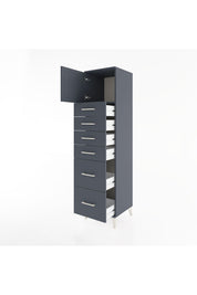 Hyperion Dolap Tek Raflı 6 Çekmeceli Tek Kapaklı 44x44x182 Antrasit-Antrasit