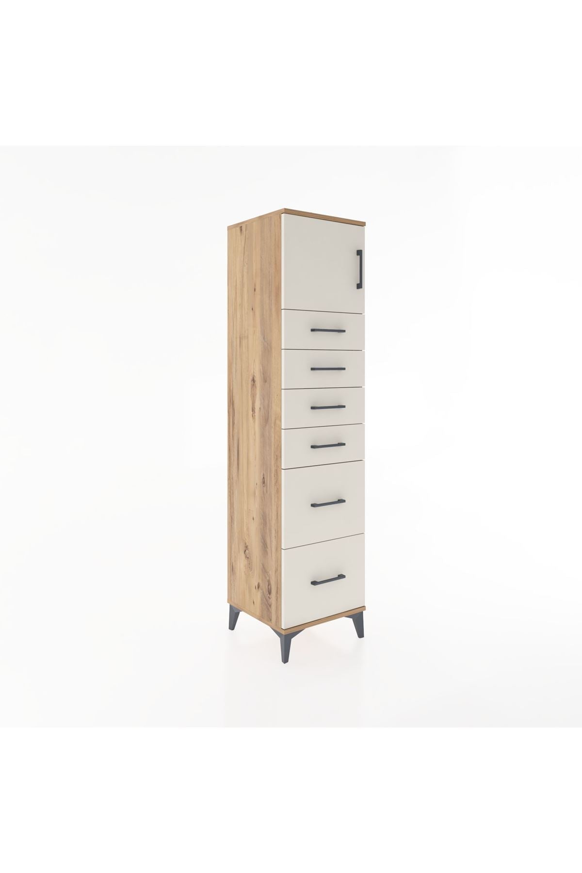Hyperion Dolap Tek Raflı 6 Çekmeceli Tek Kapaklı 44x44x182 Çam-Aytaşı