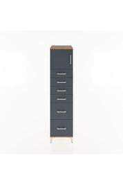 Hyperion Dolap Tek Raflı 6 Çekmeceli Tek Kapaklı 44x44x182 Çam-Antrasit