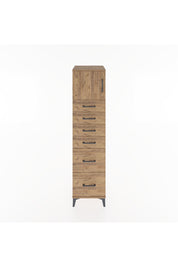 Hyperion Dolap Tek Raflı 6 Çekmeceli Tek Kapaklı 44x44x182 Çam-Çam