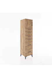 Hyperion Dolap Tek Raflı 6 Çekmeceli Tek Kapaklı 44x44x182 Çam-Çam
