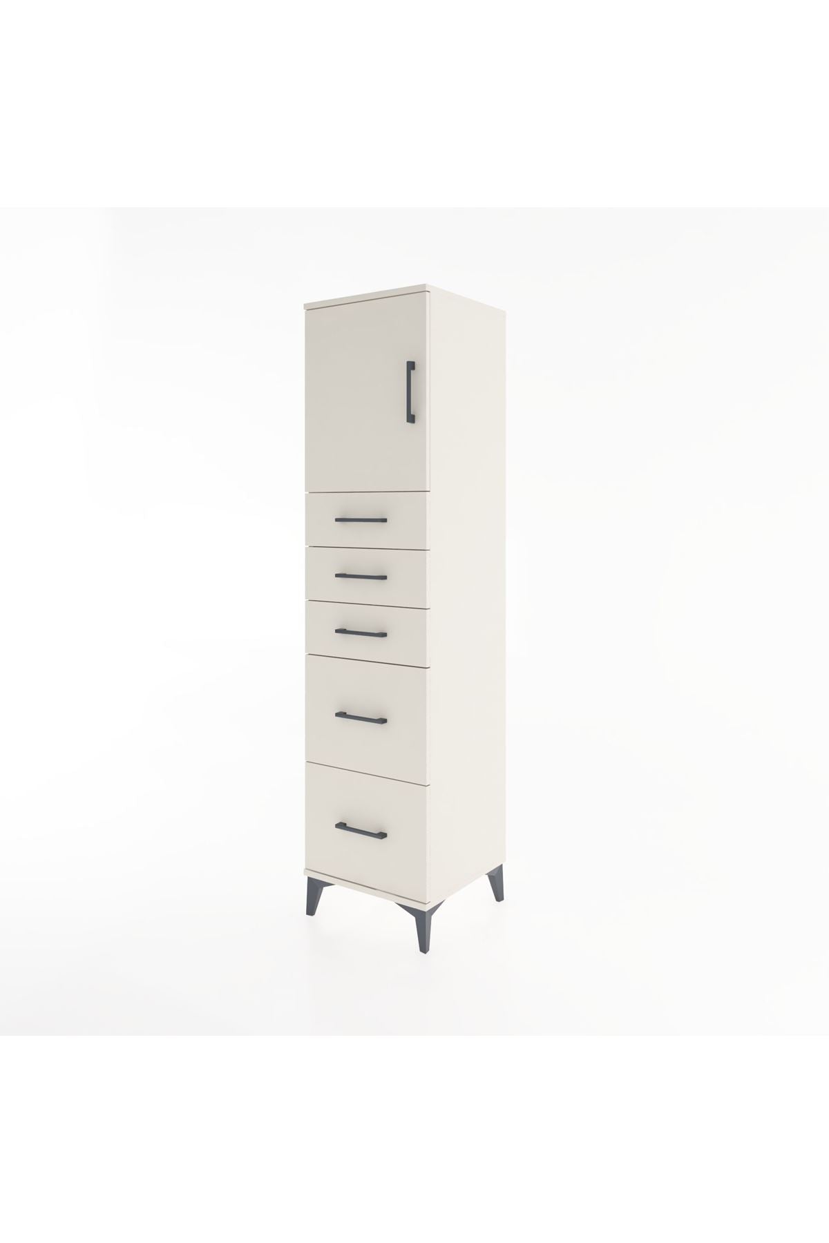 Hyperion Dolap Tek Raflı 5 Çekmeceli Tek Kapaklı 44x44x182 Aytaşı-Aytaşı