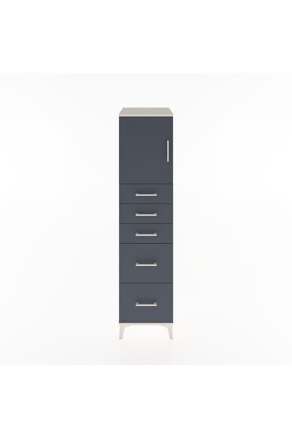 Hyperion Dolap Tek Raflı 5 Çekmeceli Tek Kapaklı 44x44x182 Aytaşı-Antrasit