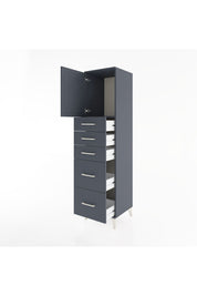 Hyperion Dolap Tek Raflı 5 Çekmeceli Tek Kapaklı 44x44x182 Antrasit-Antrasit
