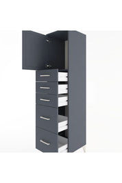 Hyperion Dolap Tek Raflı 5 Çekmeceli Tek Kapaklı 44x44x182 Antrasit-Antrasit