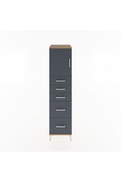 Hyperion Dolap Tek Raflı 5 Çekmeceli Tek Kapaklı 44x44x182 Çam-Antrasit