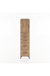 Hyperion Dolap Tek Raflı 5 Çekmeceli Tek Kapaklı 44x44x182 Çam-Çam