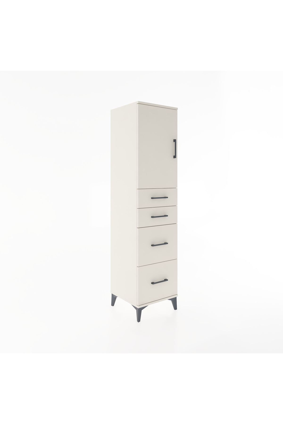 Hyperion Dolap Tek Raflı 4 Çekmeceli Tek Kapaklı 44x44x182 Aytaşı-Aytaşı