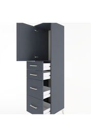 Hyperion Dolap Tek Raflı 4 Çekmeceli Tek Kapaklı 44x44x182 Antrasit-Antrasit