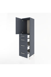 Hyperion Dolap Tek Raflı 4 Çekmeceli Tek Kapaklı 44x44x182 Antrasit-Antrasit
