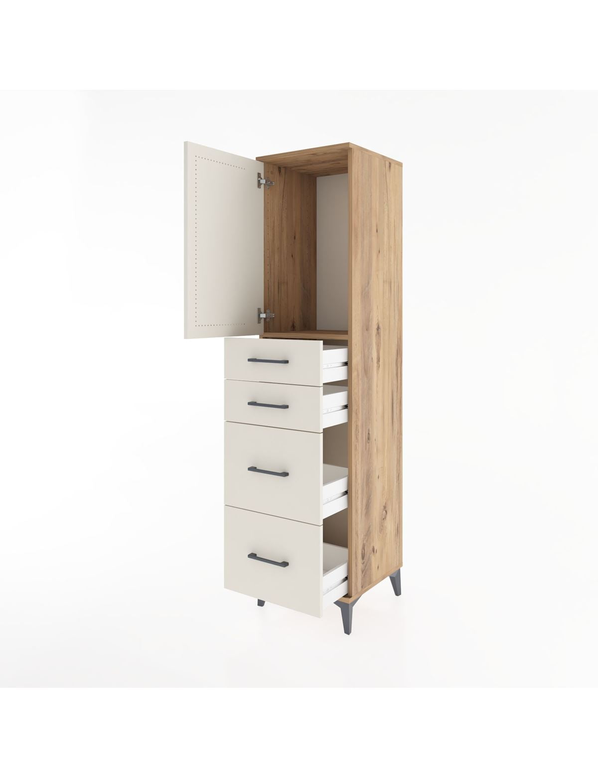 Hyperion Dolap Tek Raflı 4 Çekmeceli Tek Kapaklı 44x44x182 - S55M019V7B