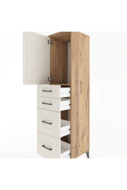 Hyperion Dolap Tek Raflı 4 Çekmeceli Tek Kapaklı 44x44x182 Çam-Aytaşı