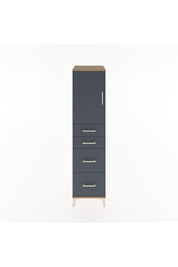 Hyperion Dolap Tek Raflı 4 Çekmeceli Tek Kapaklı 44x44x182 Çam-Antrasit