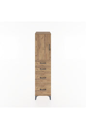 Hyperion Dolap Tek Raflı 4 Çekmeceli Tek Kapaklı 44x44x182 Çam-Çam