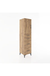 Hyperion Dolap Tek Raflı 4 Çekmeceli Tek Kapaklı 44x44x182 Çam-Çam