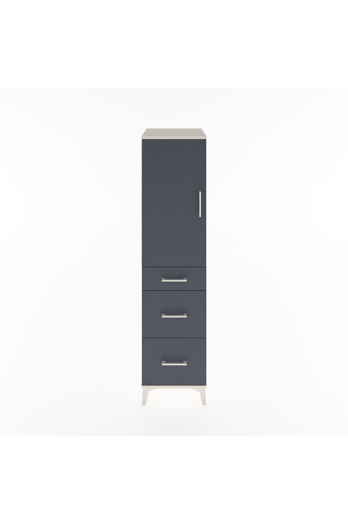 Hyperion Dolap 2 Raflı 3 Çekmeceli Tek Kapaklı 44x44x182 Aytaşı-Antrasit