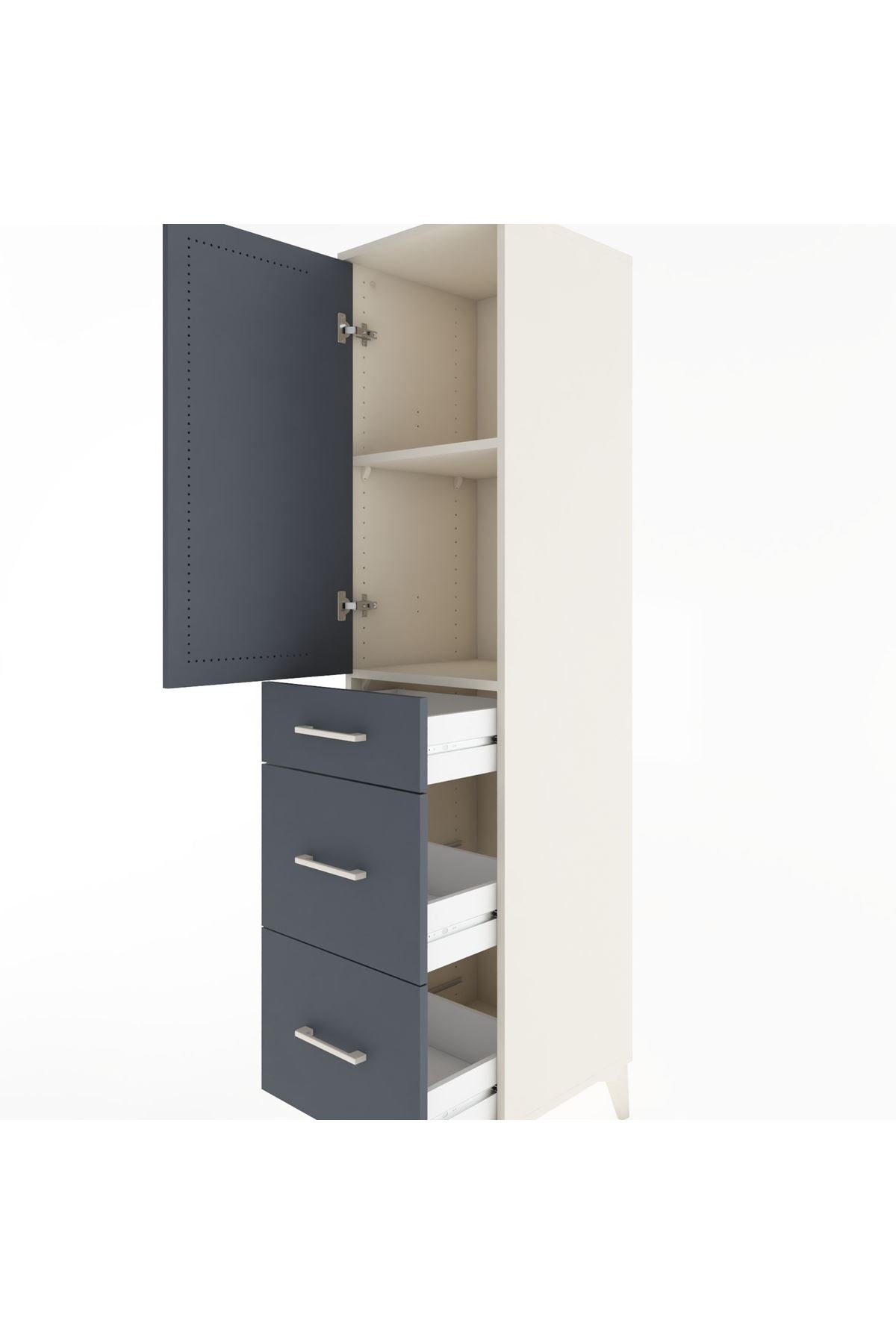 Hyperion Dolap 2 Raflı 3 Çekmeceli Tek Kapaklı 44x44x182 Aytaşı-Antrasit