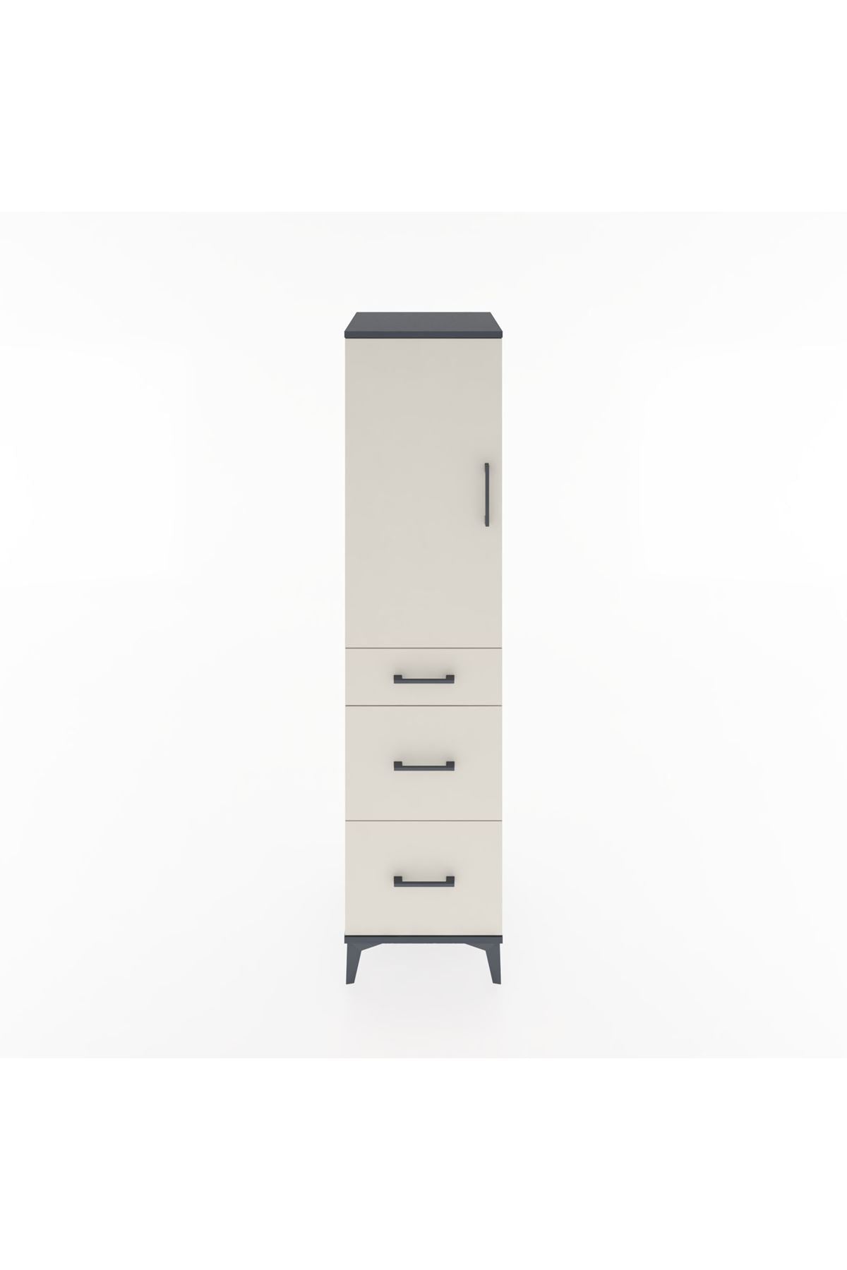 Hyperion Dolap 2 Raflı 3 Çekmeceli Tek Kapaklı 44x44x182 Antrasit-Aytaşı