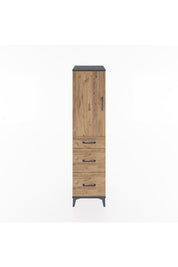 Hyperion Dolap 2 Raflı 3 Çekmeceli Tek Kapaklı 44x44x182 Antrasit-Çam