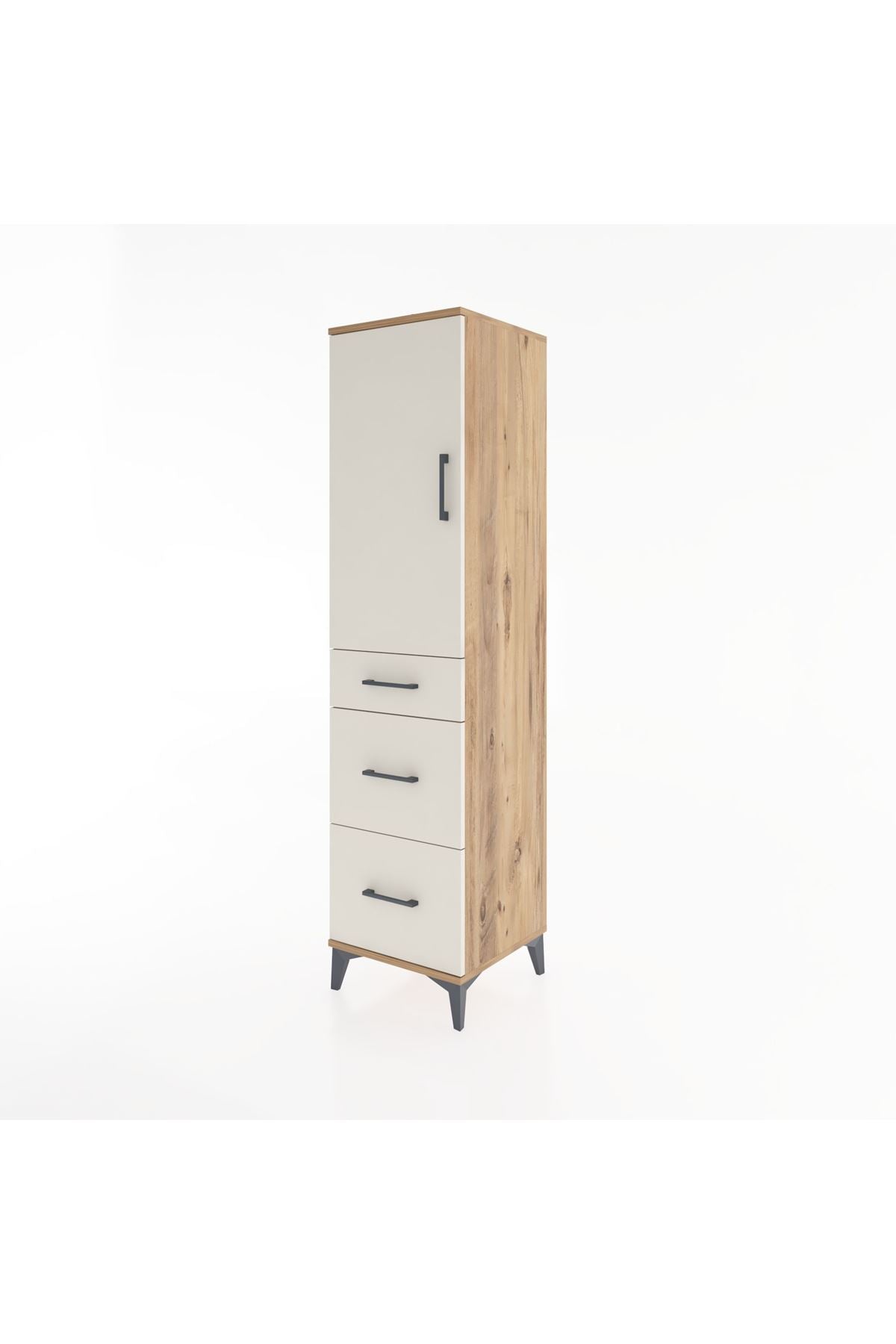 Hyperion Dolap 2 Raflı 3 Çekmeceli Tek Kapaklı 44x44x182 Çam-Aytaşı