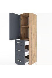 Hyperion Dolap 2 Raflı 3 Çekmeceli Tek Kapaklı 44x44x182 Çam-Antrasit