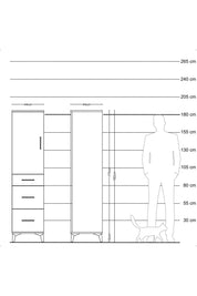 Hyperion Dolap 2 Raflı 3 Çekmeceli Tek Kapaklı 44x44x182 Çam-Antrasit