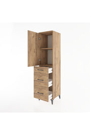 Hyperion Dolap 2 Raflı 3 Çekmeceli Tek Kapaklı 44x44x182 Çam-Çam