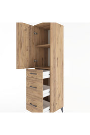 Hyperion Dolap 2 Raflı 3 Çekmeceli Tek Kapaklı 44x44x182 Çam-Çam