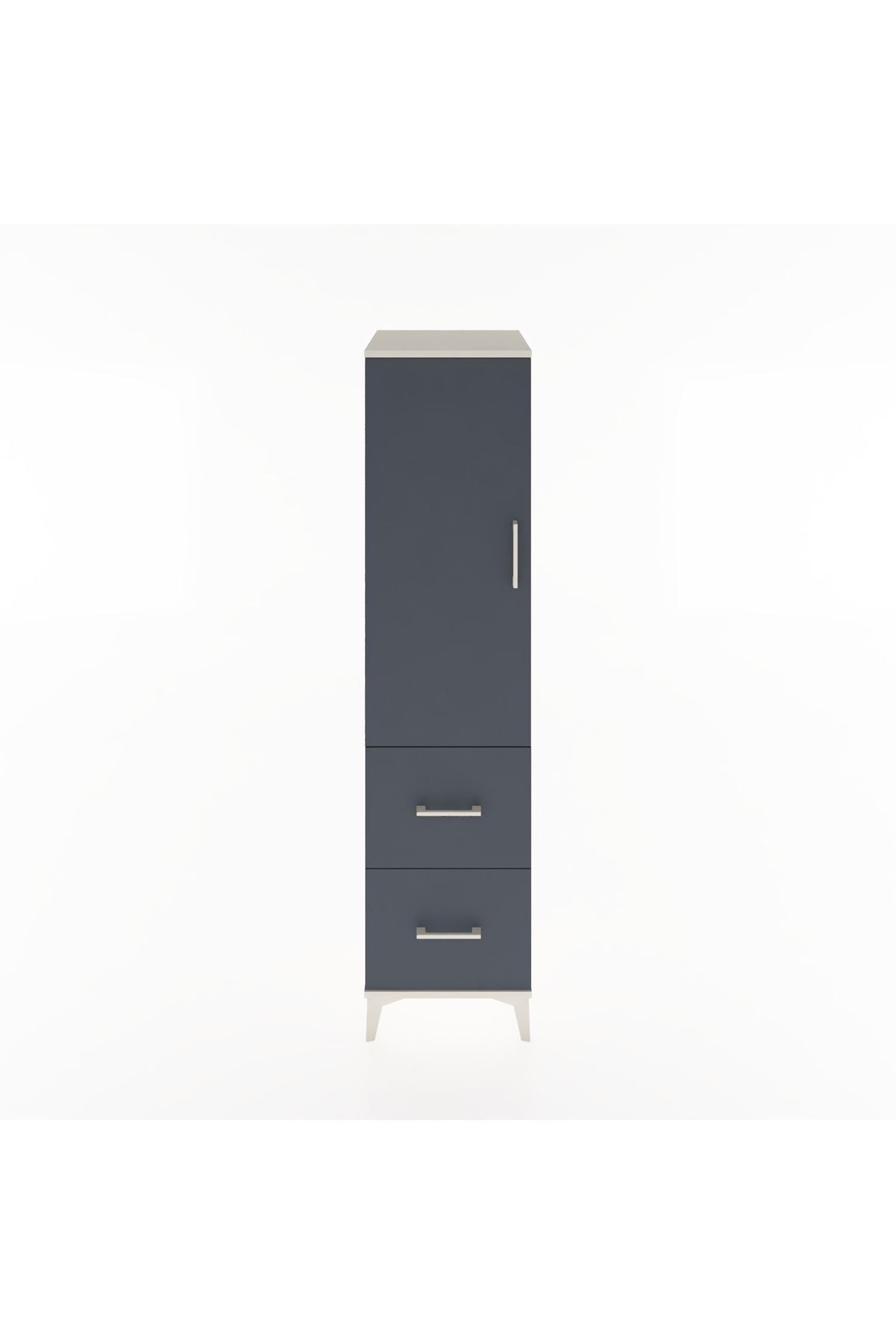 Hyperion Dolap 3 Raflı 2 Çekmeceli Tek Kapaklı 44x44x182 Aytaşı-Antrasit