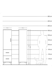Hyperion Dolap 3 Raflı 2 Çekmeceli Tek Kapaklı 44x44x182 Aytaşı-Antrasit