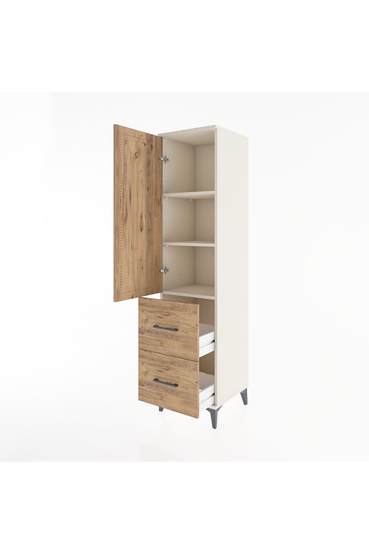 Hyperion Dolap 3 Raflı 2 Çekmeceli Tek Kapaklı 44x44x182 Aytaşı-Çam